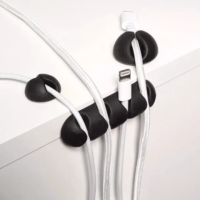 Alt view image 5 of 7 - Cable Clips - (Assorted 28-Pack) Black - Desk and Nightstand Cable Holder for Phone and Bedside Table Cord Organizer
