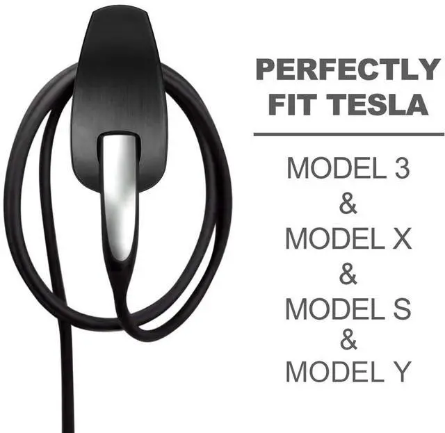 Alt view image 4 of 7 - Charging Cable Organizer for Tesla, Wall Mount Connector Holder, Charger Cable Holder Adapter with Chassis Bracket, Compatible with Model 3/S/Y/X, Black