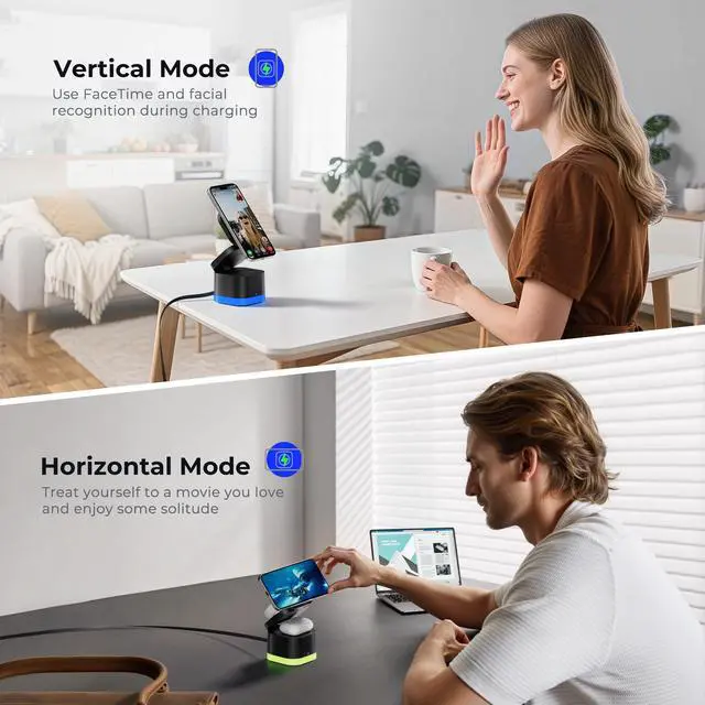 Alt view image 7 of 7 - 5 in 1 Magnetic Wireless Charger Stand with Night Light, Foldable Wireless Charging Station Built-in Retractable Cable, Fast Wireless Charger for iPhone 17/16/15/14/13/12, Apple Watch, AirPods Pro 3