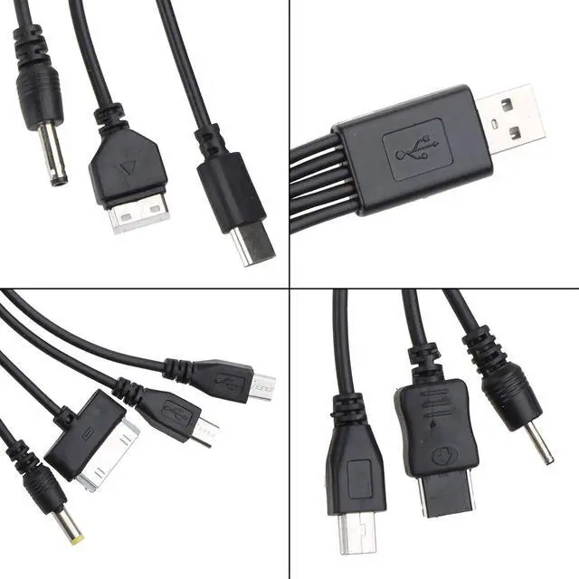 Alt view image 3 of 7 - Jizlan 1Pc Black 10 in 1 USB Multi Charger Cables for Mobile Phones USB Charging Cord 20cm/7.87in to Multi Plug Cell Phone Charger Cable 10 in 1 Cable for Smartphone Charger Cable 7.87in