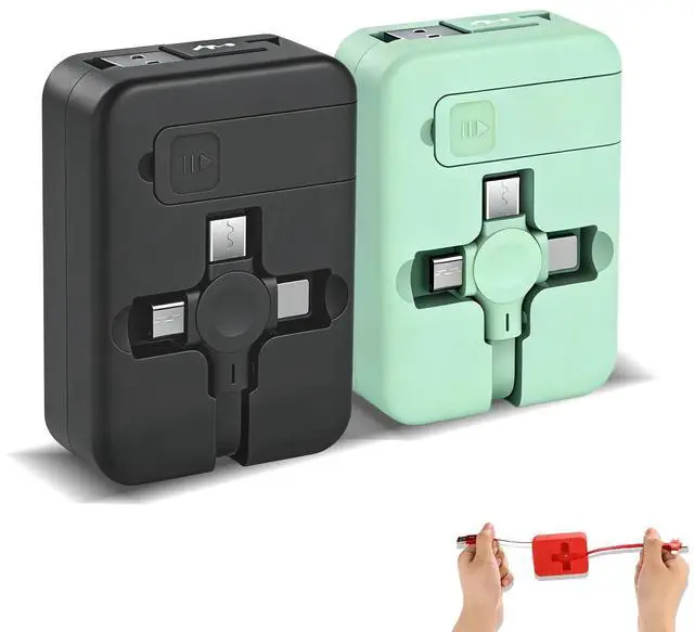 Main image of 2 Pcs 3 in 1 Retractable Multi Fast Chargers Cable(1M) with USB C/Micro USB/L and Phone Stand, Compatible with iPhone 17/16/15/14/13/12/11/10/9/8/Android/Tablet