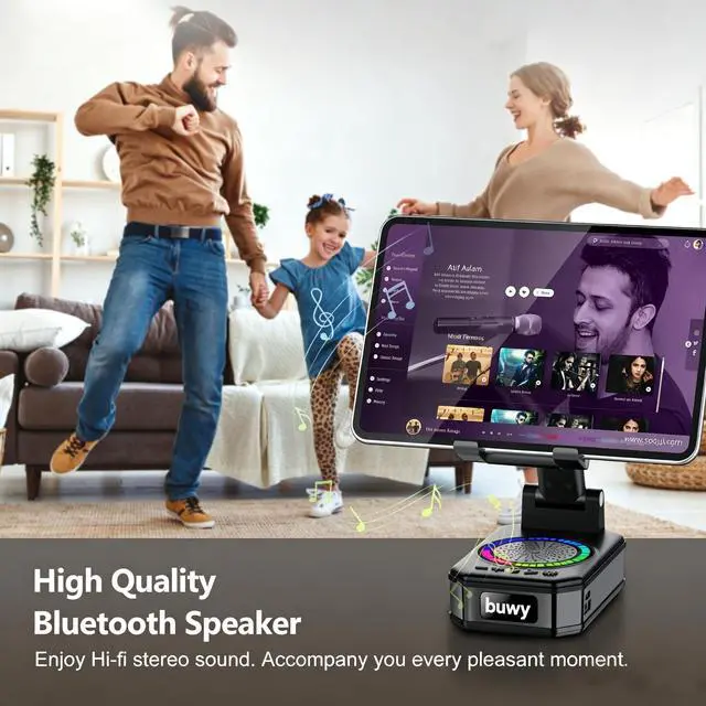 Alt view image 5 of 6 - Wireless Charger Phone Stand with Bluetooth Speaker, Birthday Gifts for Men Women Teens, Phone Charger Stand with Colorful Ambient Light, Kitchen Gadget Compatible with iOS Android
