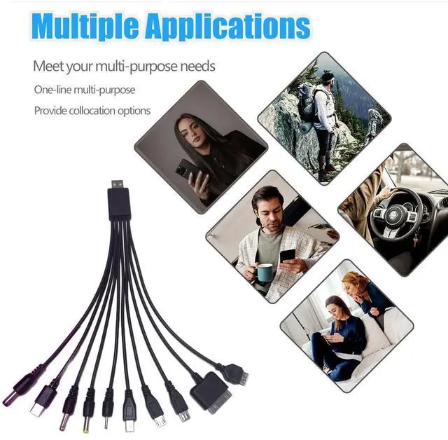 Alt view image 7 of 7 - LQMBABY 10 in 1 Universal Multi Chargers for All Devices, Universal Phone Chargers for All Phones, 10 in 1 USB Cable Multiple Charging Cable for Cell Phones, Earphones, Speakers (Black)