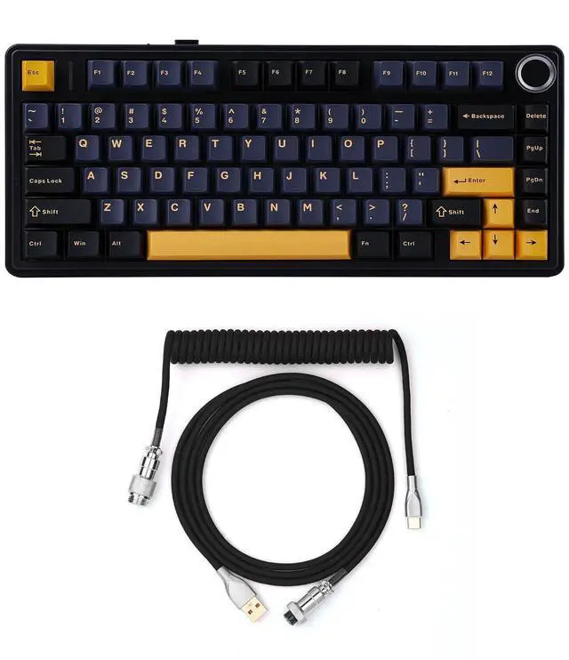 Main image of x Aula F75 Gasket Mechanical Keyboard+Mix 1.8m Coiled Keyboard Cable with Detachable Metal Aviator