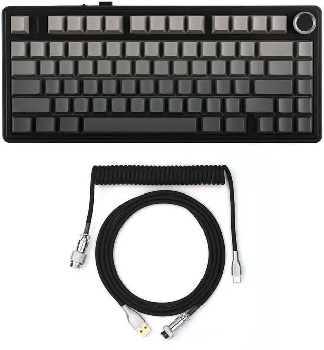 Main image of x Aula F75 Gasket Mechanical Keyboard+Black Mix 1.8m Coiled Keyboard Cable with Detachable Metal Aviator