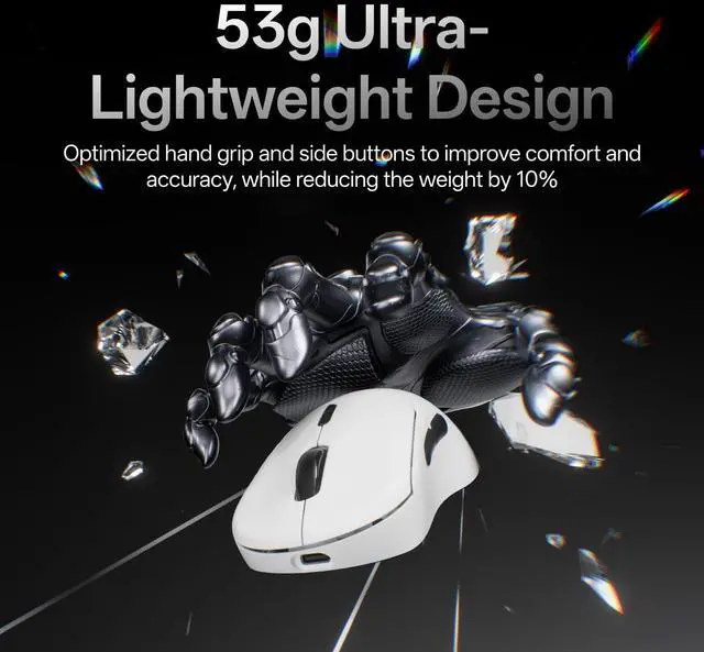 Alt view image 3 of 7 - VT3 MAX Gen-2 Wireless Gaming Mouse, True 8K Wireless Polling Rate, 53g Lightweight, Up to 750 Hr Battery, Nordic nRF54L15 MCU, 120-Million Optical Switch, 10 Programmable Buttons, Macro Enabled