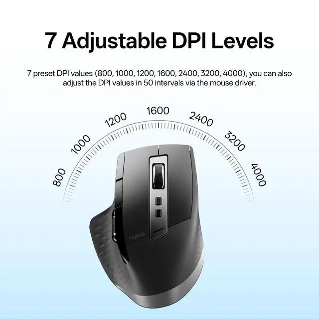 Alt view image 6 of 7 - MT750 Plus Ergonomic Wireless Mouse, Bluetooth 5.0 + 2.4GHz Multi-Device, Upgraded with M+ Cross-Computer Feature, On-Board Memory, USB-C Charging, Receiver Slot, Crisp Clicks, 90-Day Battery