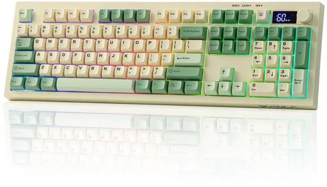 Main image of Aula S102 PRO Membrane Gaming Keyboard with TFT Screen, Volume Knob & Number Pad, BT/2.4G/USB, RGB Backlit, Creamy Silicone Structure, Silent Keyboard for PC Game/Office (Yellow)