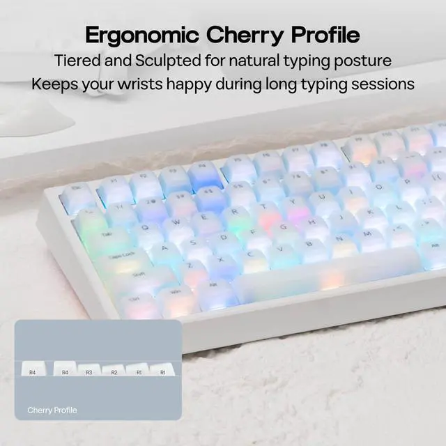 Alt view image 6 of 7 - AegisSil Keycap Set, Silicone Material, Cherry Profile, 113 Keys, 65%/75%/96%/Full Size, Custom Keyboard Keycaps Set for Cherry MX, Kailh, Outemu, Gateron Mechanical Gaming Keyboard (White)