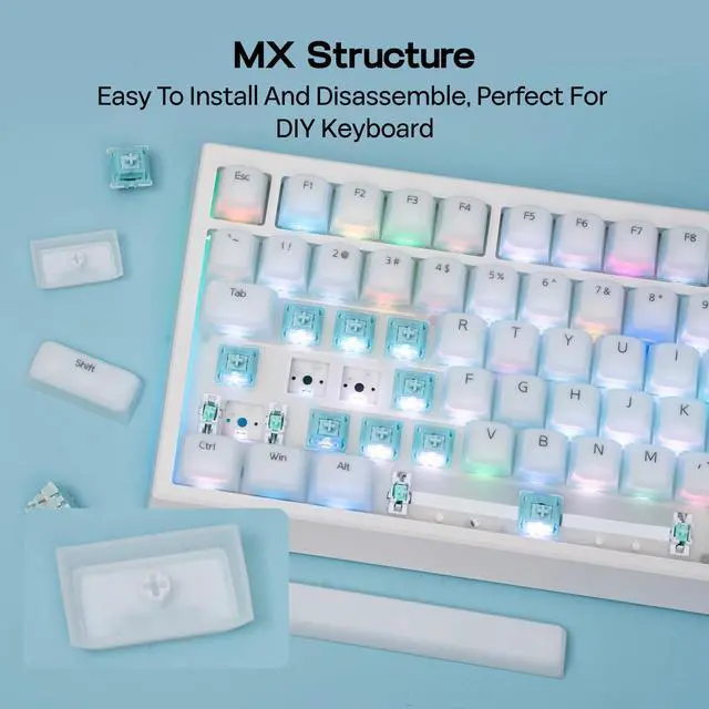 Alt view image 7 of 7 - AegisSil Keycap Set, Silicone Material, Cherry Profile, 113 Keys, 65%/75%/96%/Full Size, Custom Keyboard Keycaps Set for Cherry MX, Kailh, Outemu, Gateron Mechanical Gaming Keyboard (White)