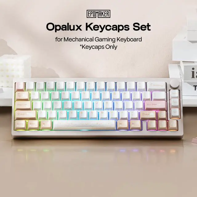 Alt view image 2 of 7 - Opalux Keycaps Set - 134 Keys PBT Keycaps with Exquisite Seashell Pattern, Cherry Profile, MX-Style Compatible for 60%/65%/75%/TKL/1800/Full Size ANSI/ISO Layout Mechanical Gaming Keyboards