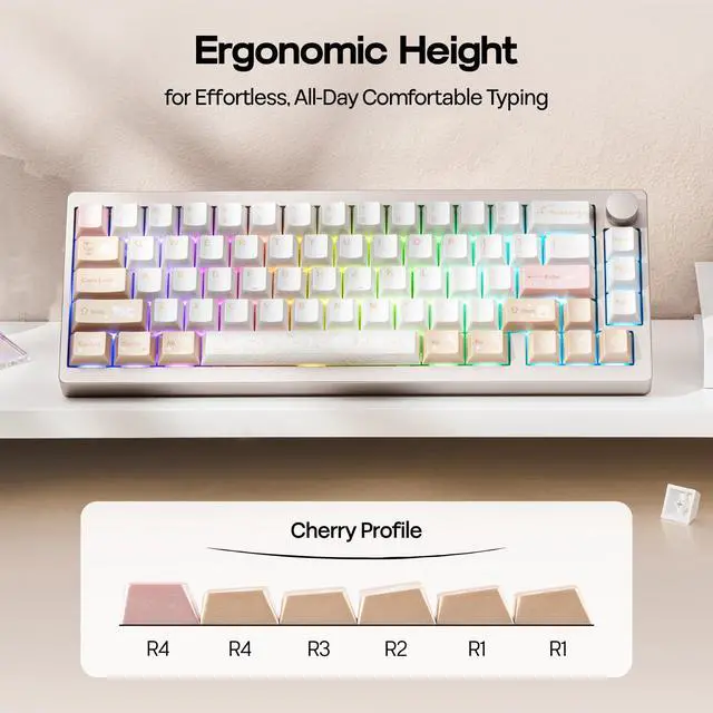 Alt view image 7 of 7 - Opalux Keycaps Set - 134 Keys PBT Keycaps with Exquisite Seashell Pattern, Cherry Profile, MX-Style Compatible for 60%/65%/75%/TKL/1800/Full Size ANSI/ISO Layout Mechanical Gaming Keyboards