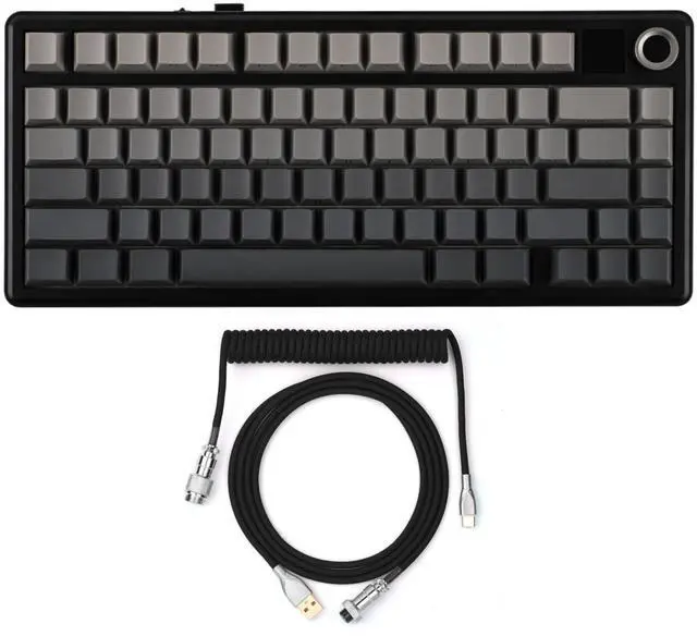 Main image of X Aula F75 MAX Wireless Mechanical Keyboard with TFT Screen and Knob+Mix 1.8m Coiled Keyboard Cable, USB C to USB A TPU Cable for Mechanical Gaming Keyboard