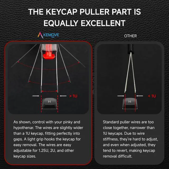 Alt view image 4 of 6 - P10 2-in-1 Switch Puller Keycap Puller for Mechanical Keyboard, 304 Stainless Steel Key Switch Keycap Puller, Easily Remove and Replace Gaming Keyboard Switches and keycaps - Black Translucent