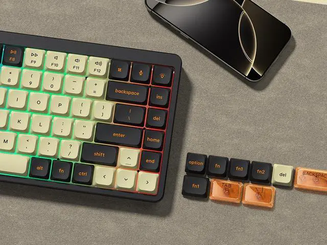 Alt view image 6 of 6 - Low Profile PBT keycaps,Doubleshot keycaps for Mechanical Keyboard,138-keys Black/Beige Keyboard Key caps, for Mechanical Keyboard, Compatible with ANSI/ISO,TKL, Full-Sized Layout