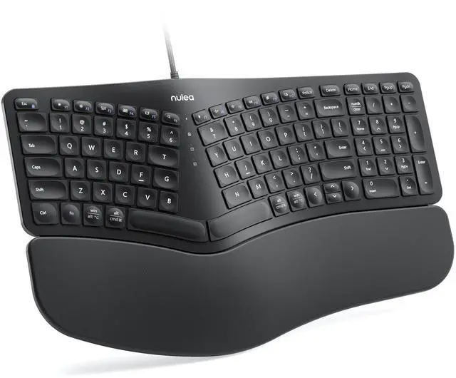 Main image of RT05C Wired Ergonomic Keyboard, Split Keyboard with Cushioned Wrist Rest, Adjustable Tilt Legs, Plug and Play, USB Corded, Compatible with Windows/Mac