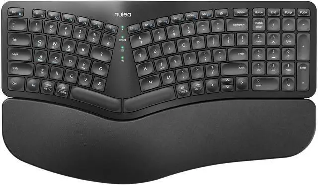 Main image of Wireless Ergonomic Keyboard, Split Keyboard with Cushioned Wrist Rest, Bluetooth and USB Connectivity, USB-C Rechargeable, Compatible with Windows Mac(Black)