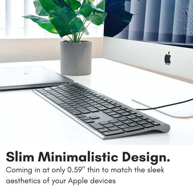 Alt view image 3 of 7 - Wired Keyboard for Mac (Upgraded Dual USB A + C Plug) - USB C Keyboard - Ultra Slim, 20 Shortcuts, 110 Scissor Keys - Compatible with Apple MacBook Pro/Air, Mac mini, iMac, iPad - Space Gray