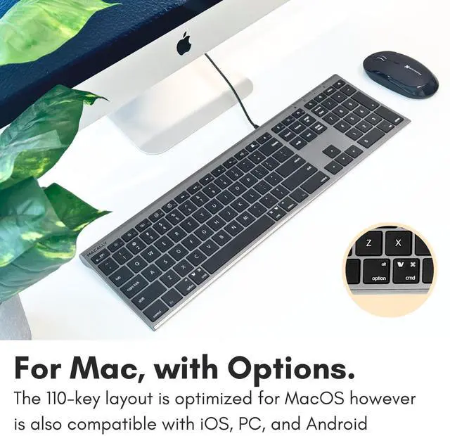 Alt view image 4 of 7 - Wired Keyboard for Mac (Upgraded Dual USB A + C Plug) - USB C Keyboard - Ultra Slim, 20 Shortcuts, 110 Scissor Keys - Compatible with Apple MacBook Pro/Air, Mac mini, iMac, iPad - Space Gray