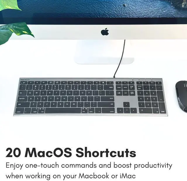 Alt view image 6 of 7 - Wired Keyboard for Mac (Upgraded Dual USB A + C Plug) - USB C Keyboard - Ultra Slim, 20 Shortcuts, 110 Scissor Keys - Compatible with Apple MacBook Pro/Air, Mac mini, iMac, iPad - Space Gray