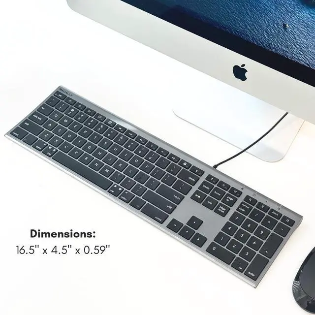 Alt view image 7 of 7 - Wired Keyboard for Mac (Upgraded Dual USB A + C Plug) - USB C Keyboard - Ultra Slim, 20 Shortcuts, 110 Scissor Keys - Compatible with Apple MacBook Pro/Air, Mac mini, iMac, iPad - Space Gray
