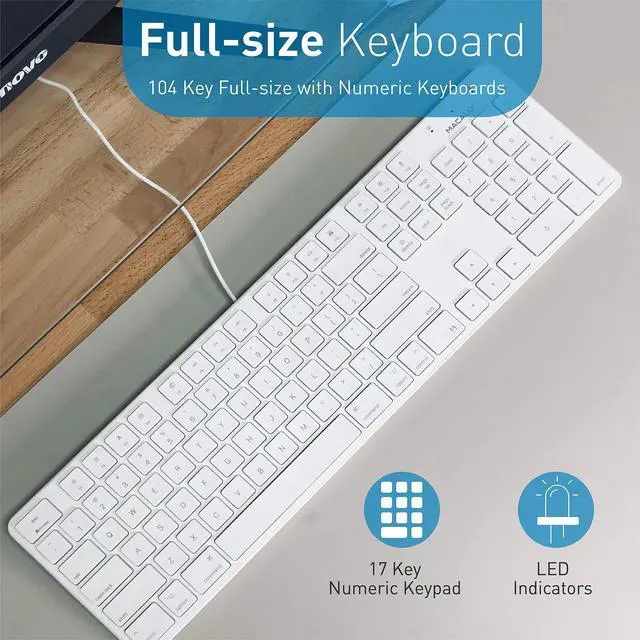 Alt view image 4 of 7 - Slim Wired Keyboard and a Silent Wired Mouse, Classic Apple Essentials