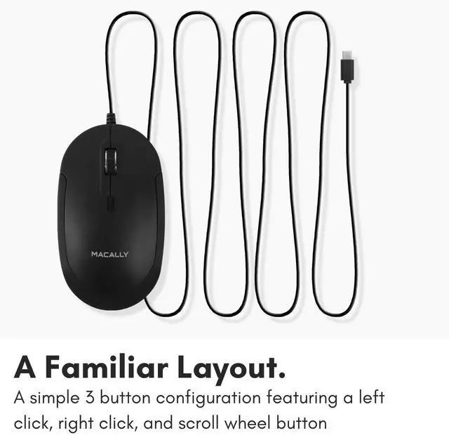 Alt view image 6 of 6 - Wired USB C Mouse for Mac and PC - Slim, Quiet, and Reliable - 4 DPI Mode Type C for Laptop, MacBook Pro/Air, iMac - Wired Mice USBC