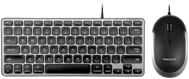 Main image of Backlit Compact Keyboard and a Wired Computer Mouse, Sleek and Clean