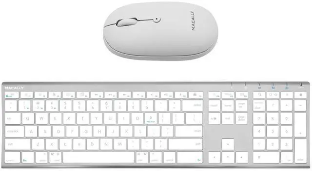 Main image of Wireless Bluetooth Rechargeable Mouse and a Ice White Finish Wireless Bluetooth Keyboard, Classic Apple Aesthetic