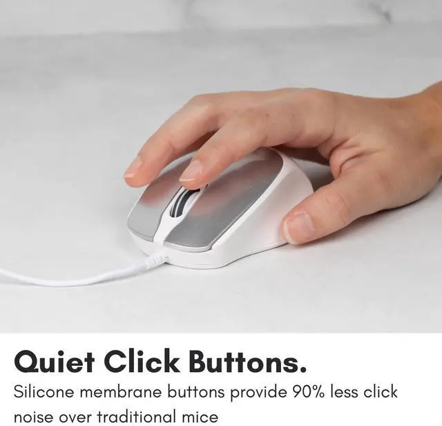 Alt view image 4 of 6 - USB C Mouse for Mac - Precise, Comfortable, and Quiet - Wired Type C Mouse for MacBook Pro Air|iPad|PC|iOS|Android - Plug and Play USBC Apple with Ambidextrous Body and 4 DPI Modes - Silver