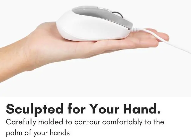Alt view image 5 of 6 - USB C Mouse for Mac - Precise, Comfortable, and Quiet - Wired Type C Mouse for MacBook Pro Air|iPad|PC|iOS|Android - Plug and Play USBC Apple with Ambidextrous Body and 4 DPI Modes - Silver