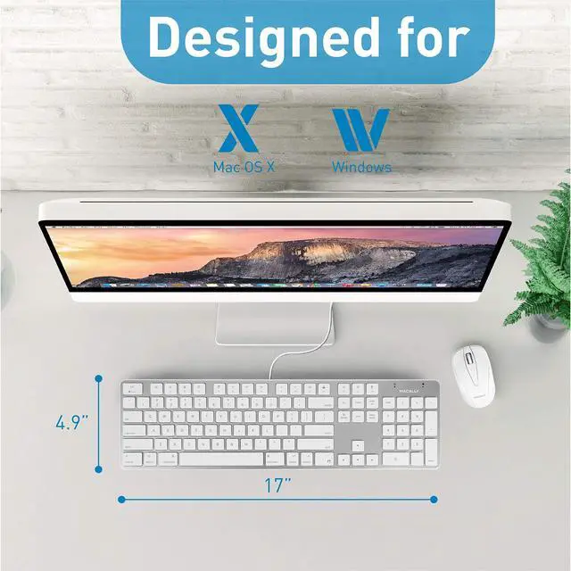 Alt view image 3 of 7 - Ultra Slim Wired Keyboard and a Silent Wired Mouse, Simplistic Apple Accessories