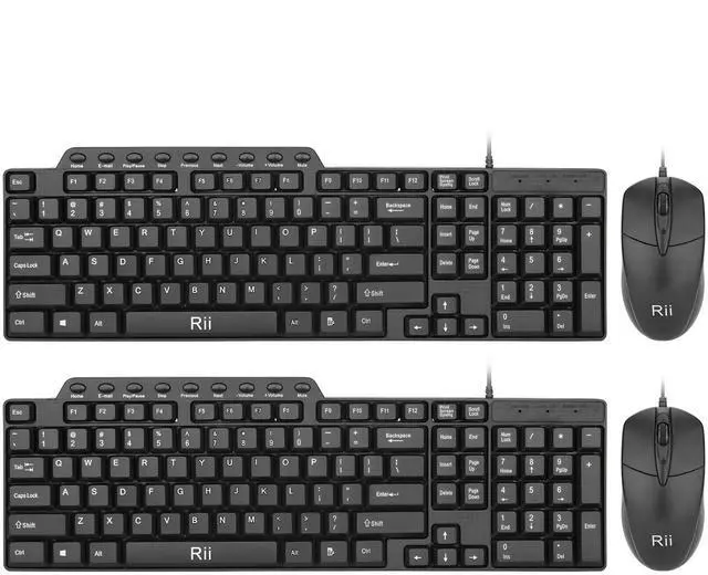 Main image of (2PACK) Wired Keyboard and Mouse,Rii RK203 Ultra Full Size Slim USB Basic Wired Keyboard Mouse Combo Set with Number Pad for Computer,Laptop,PC,Notebook,Windows