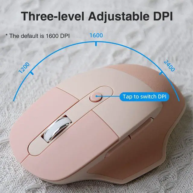 Alt view image 7 of 7 - Wireless Ergonomic Keyboard and Mouse Combo with PU Wrist Rest, Carpal Tunnel Keyboard, 2.4G Colorful Split Ergo Keyboard, Comfortable Natural Typing, Compatible with PC/Laptop (Milk Tea)