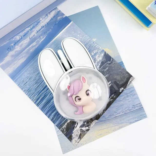 Alt view image 4 of 7 - Cute Bunny Wireless Mouse, Bluetooth/2.4G Dual Mode, Candy Colors, RGB Breathing Light, 400mAh Rechargeable, Kawaii Soundless Rabbit Mouse for Girls and Kids (White Pony)