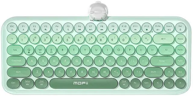 Main image of Colorful Wireless Keyboard with Magnetic Bear, Bluetooth/2.4G Dual Mode, Compact TKL Quiet Membrane Keyboard, Cute Gradient Retro Round Keycaps, Compatible with PC/Laptop/Tablet/Smartphone (Green)