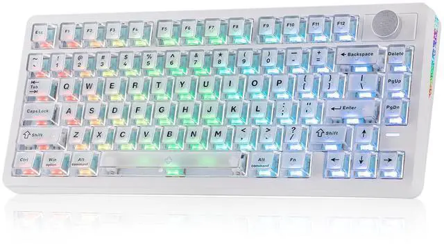 Main image of HE75 V2 Hall Effect Gaming Keyboard, 8K Polling & 0.1ms, 8000mAh & 2.4Ghz/BT, Hot Swap Key & Knob, 0.005mm Adjustable Actuation, Rapid Triggering, Creamy & Thocky (White)
