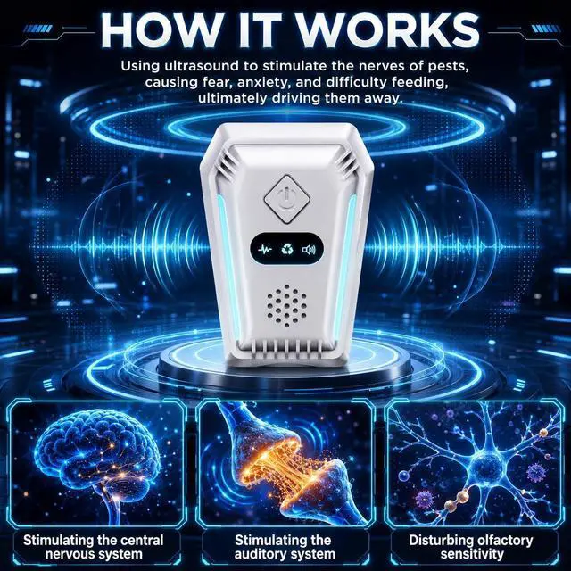 Alt view image 3 of 7 - (2026 Upgraded) Ultrasonic Rodent & Pest Indoor Repeller - Stronger Driving Force, Repellent for Mouse, Mice, Rats, Roaches, Ants, Spiders, Bugs, Plug-in Device, 3 Mode Switching (6 Pack)