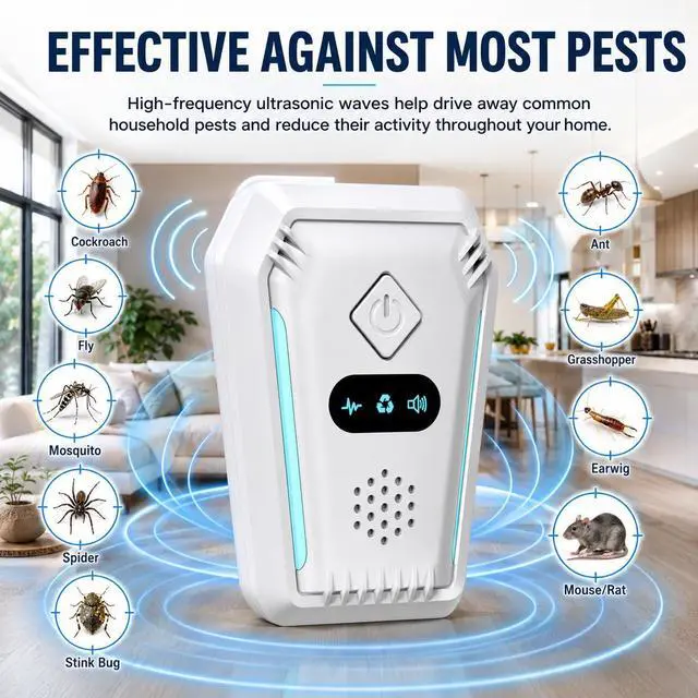 Alt view image 4 of 7 - (2026 Upgraded) Ultrasonic Rodent & Pest Indoor Repeller - Stronger Driving Force, Repellent for Mouse, Mice, Rats, Roaches, Ants, Spiders, Bugs, Plug-in Device, 3 Mode Switching (6 Pack)