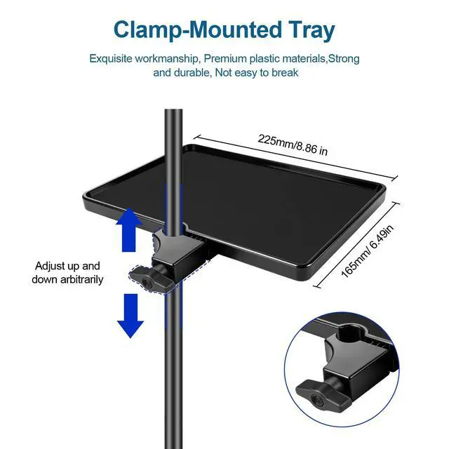 Alt view image 6 of 7 - Microphone Stand Tray with Crab Clamp Suitable for Music Stand, Mic Stand, Attention Table