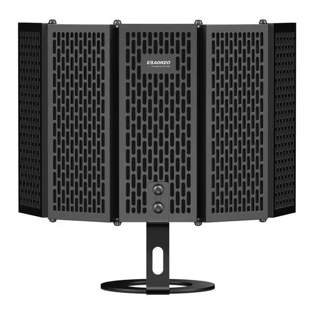 Alt view image 7 of 7 - Microphone Isolation Shield, Foldable Mic Shield with Triple Sound Insulation, Reflection Filter with 3/8" and 5/8" Mic Threaded Mount for Recording Studio, Podcasts, Singing, and Broadcasting