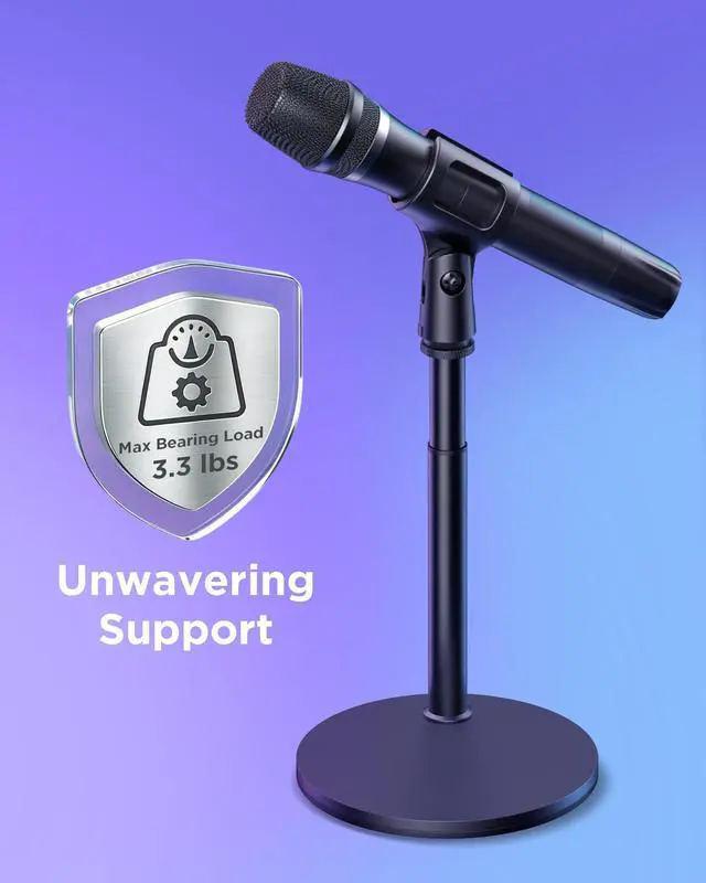 Alt view image 6 of 6 - Desktop Microphone Stand, Telescopic Table Mic Stand for Desk Adjustable with Mic Clip 5/8" to 3/8" Screw for Blue Yeti HyperX QuadCast SoloCast Snowball Fifine Shure SM7B and Other Mic