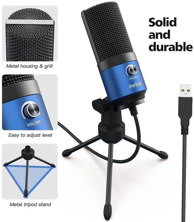 Alt view image 3 of 7 - External Microphone for Laptop and Wired Headphones, Computer Microphone USB Condenser Mic,Over Ear Headphones for Home Studio Streaming Podcasts Recording YouTube Video on Mac & PC (K669L+H8)