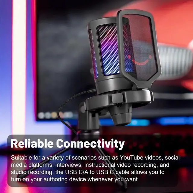 Alt view image 5 of 7 - USB A/C to USB Type C Microphone Cable Cord Compatible with Fifine AmpliGame A6V, A6T, AM8, K688, A8, HyperX SoloCast, SoloCast 2, QuadCast 2/S/2 S, Logitech G Yeti GX, TONOR TC30 Mic (10FT)