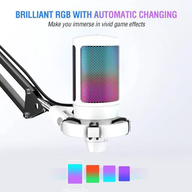Alt view image 3 of 7 - Streaming Gaming USB Microphone Kit, PC Condenser RGB Mic with Pop Filter Plug and Play for Online Game, Discord, Twitch (A6TW+U1)