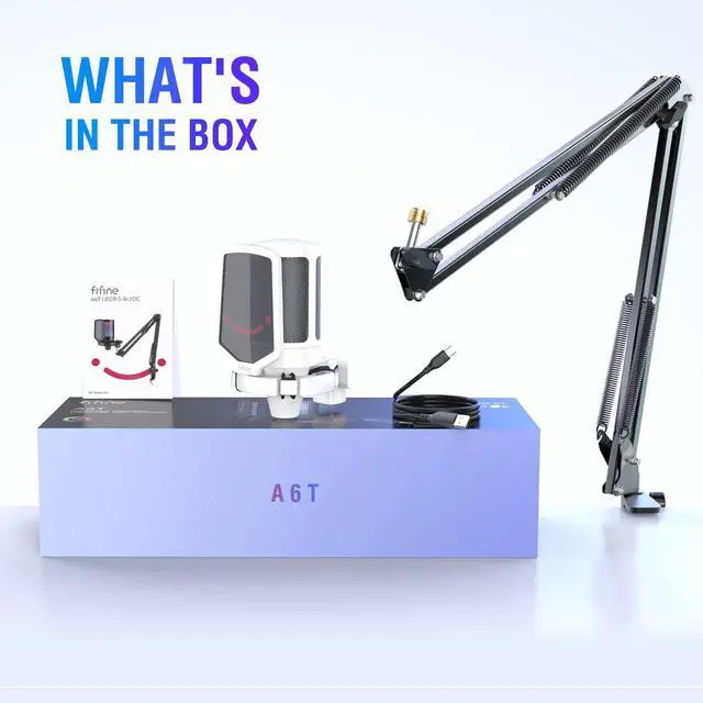 Alt view image 5 of 7 - Streaming Gaming USB Microphone Kit, PC Condenser RGB Mic with Pop Filter Plug and Play for Online Game, Discord, Twitch (A6TW+U1)