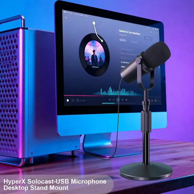 Alt view image 5 of 6 - Desktop Mic Stand,Adjustable Height Podcast Microphone Stand with Mic Clip 3/8" to 5/8" Adapter,for Shure MV7 |MV7+ |MV7X XLR,Fifine AM8 |K688 |XR&USB,PM1 XLR,Razer Seiren V2|V3