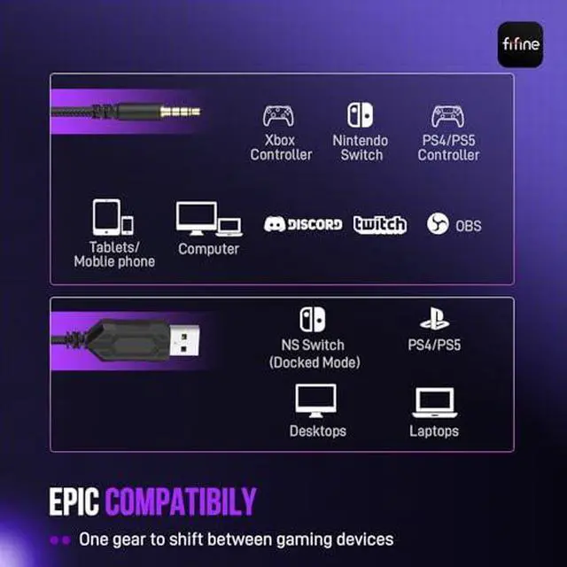 Alt view image 5 of 5 - Gaming Headset & Mic Bundle:PC 3.5mm Headset with 7.1 Surround Sound & Control Box, USB Condenser Microphone with Quick Mute, RGB,Gain Control for Streaming/Discord/Twitch/PS-A6V+H9