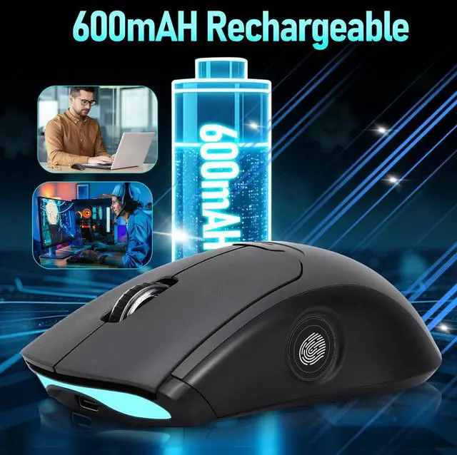 Alt view image 5 of 7 - 2-in-1 Fingerprint Sensor & Wireless Mouse, Fingerprint Sensor for Windows 7, 8, 10, 11 Hello Supports up to 20 IDs, 2.4 GHz with USB Unifying Receiver Bluetooth 5.0 Mouse (Gray)