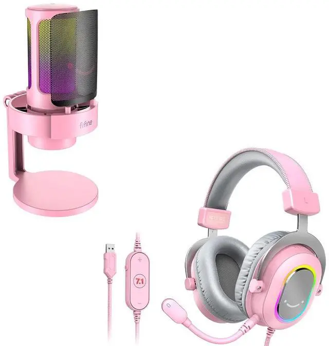 Main image of USB Streaming Gaming Microphone and Computer RGB Over-Ear Headphones,PC Condenser Desktop Mic,USB Wired Headset with Microphone,7.1 Surround Sound,for PS4/PS5, for Game Voice/Video(A8P+H6P)